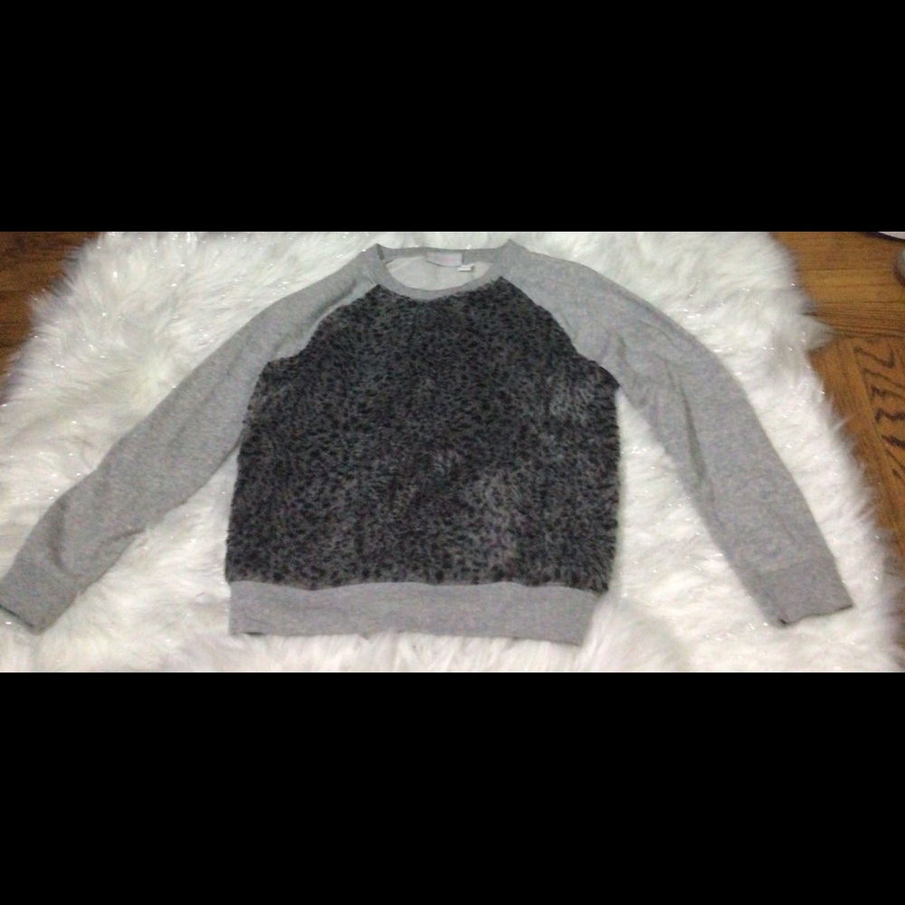Grey Fur Front Sweater